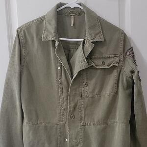 Free People Khaki Military Field Jacket